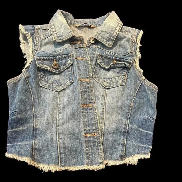 Highway Jeans Cropped Jean Jacket Vest - Picture 1 of 3